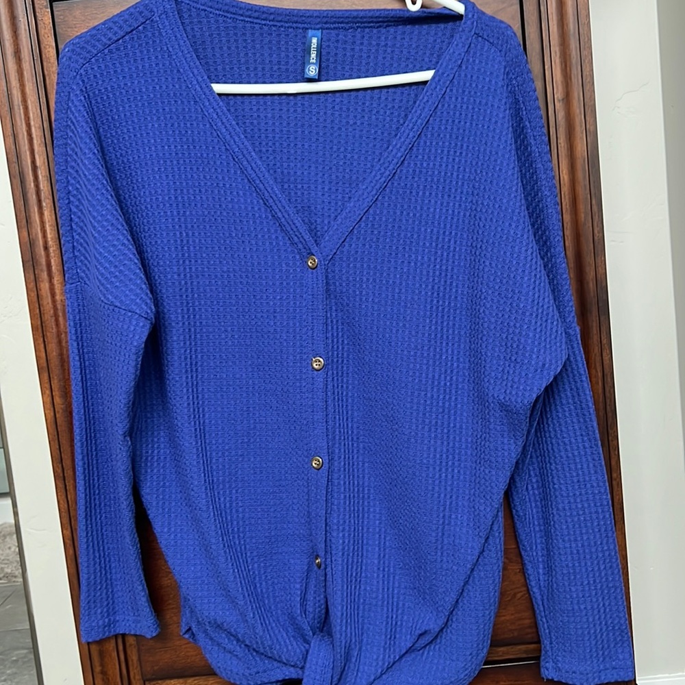 Blue Button-Down Women’s Top